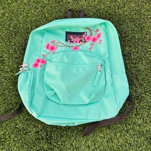 Teal Jansport Cherry Blossom Custom Backpack - Etsy