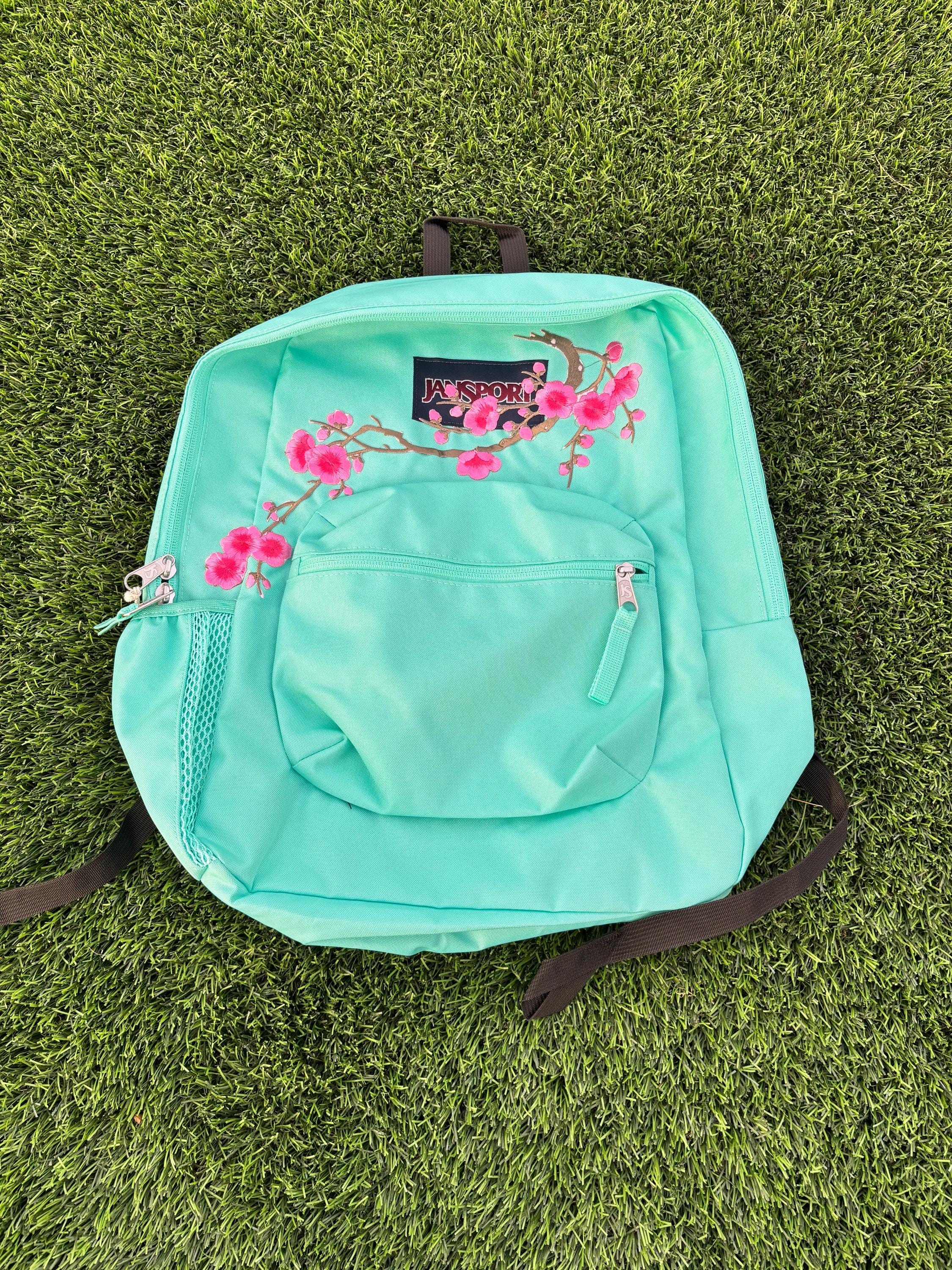 専用　ジャンクジャーナル Cherry Blossom4 Teal Jansport Cherry Blossom Custom Backpack - Etsy