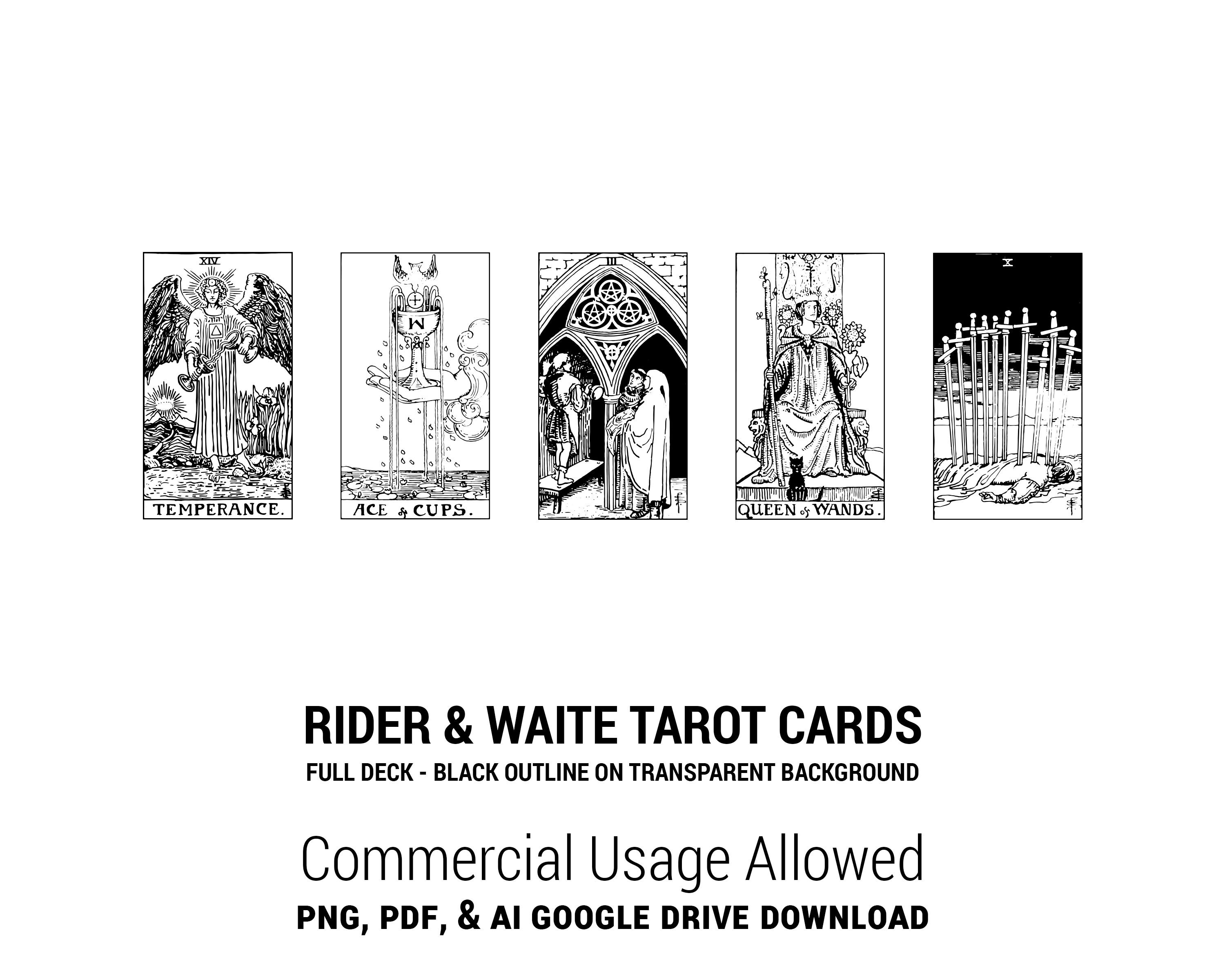 Commercial Use 78 Raider Waite Tarot Cards Vector PNG | Etsy
