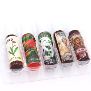 Anointing oil set 5 pcs Nard Rose Myrrh Box Gift Jasmin Amber souvenir holy land roll