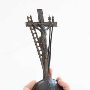 antique metal stand cross Crucifix Christianity Church Altar Christ