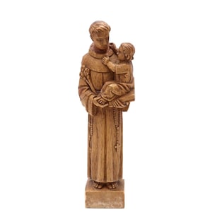 Saint Anthony Child Jesus wood statue antique figure Christianity Religion