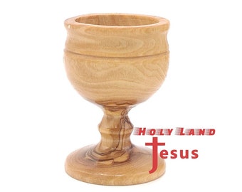 Olive Wood  Chalice Cup Authentic Communion Wine Hand Made Olive Wood Jerusalem Church Bethlehem