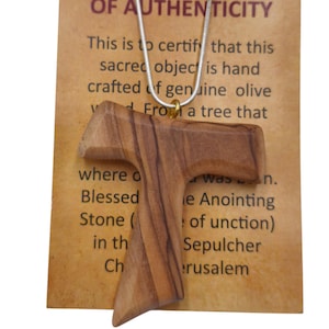 Necklace Franciscan Tau Olive Wood Cross Pendant Hand Made Holy Land