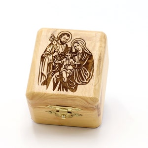 Heilige Familie Box geschnitzt Geschenk Olivenholz heiliges Land handgemachte Jerusalem Souvenir