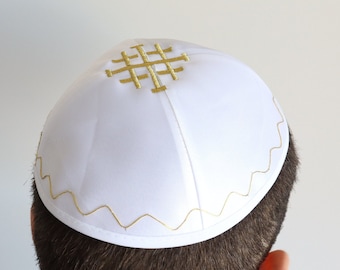 Cardinals Cap Pope Priest Hat Pastor Cross White Gold Jerusalem Holy land