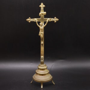 Cross Brass Antique Altar crucifix antique Christian Church Christianity