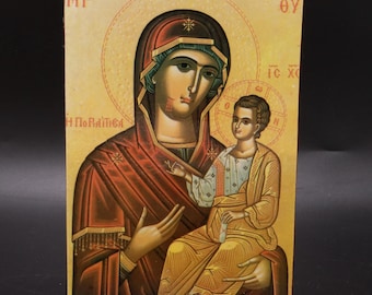 Symbol Vintage Jungfrau Maria Jesus Kind hängen Holz religiöse Ikonen