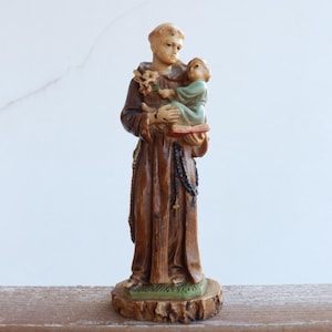 Vintage Saint Anthony with Child Jesus Statue - Christian Religious Figurine