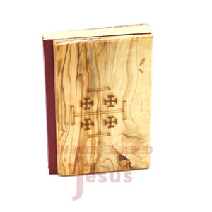 Bíblia Sagrada Madeira de Oliveira Capa Autêntica Jerusalém Terra Santa O novo testamento Cristo Católico Carta Vermelha