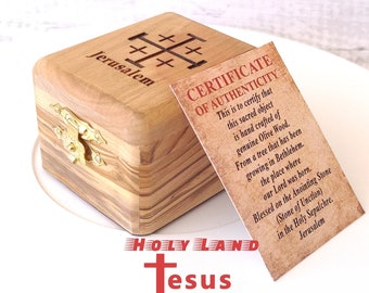 Box Hand Made with Certificate of authenticity From Olive Wood in The Holy Land Jerusalem Blessed Jesus Gift