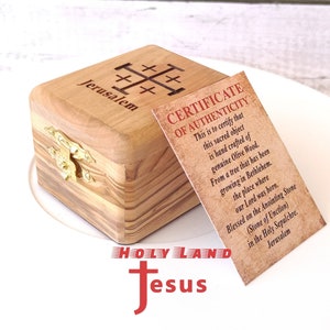 Box Handgemacht mit Echtheitszertifikat Aus Olivenholz im Heiligen Land Jerusalem Gesegneter Jesus Geschenk