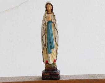 Figure Mary Virgin Vintage Lourdes Madonna Statue Christian Religion French
