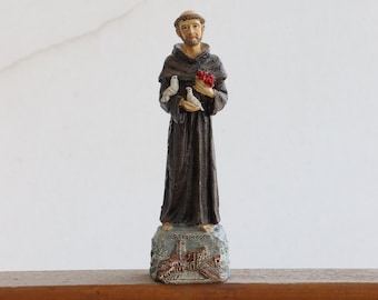 S. Francesco Francis Statue Vintage Hand Painted Italy Art Assisi Carved Figure