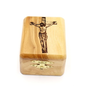 Kruzifix Box Jesus geschnitzt Geschenk Olivenholz heiliges Land Hand Made Jerusalem