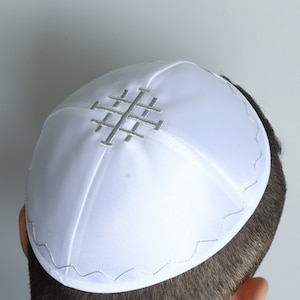 Cardinals Cap Pope Priest Hat Pastor Cross White Silver Jerusalem Holy ...