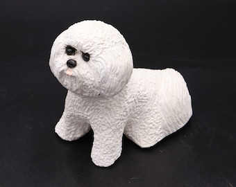 ビションフリーゼ犬の置物 コレクション用装飾品 ペット彫刻 カナダ製