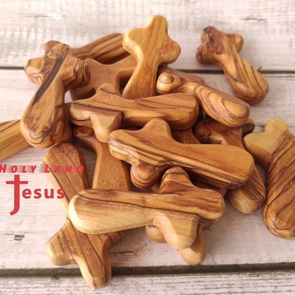 10pc Hand cross With Certificate Holy Land Olive Wood Jerusalem Hand Made Christian Blessed Gift