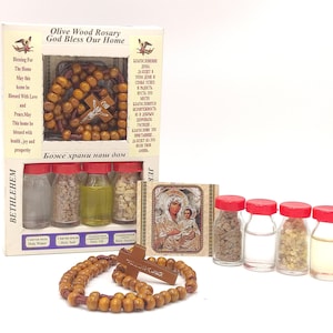 Holy Set Icon rosary Oil Soil Incense water Blessed Jerusalem Home Gift