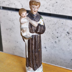 Vintage Saint Anthony of Padua Ceramic Statue – Christian Religious Figurine