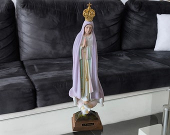 Our Lady of Fatima   13.77&quot; Change Color  Statue Mary Virgin made in Fatima, Portugal hand-painted hand-decorated by local artisans