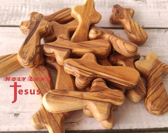 10pc Hand cross With Certificate Holy Land Olive Wood Jerusalem Hand Made Christian Blessed Gift