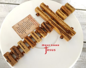 Our Father Wall Cross with certificate  Hand Made From Olive Wood Jerusalem Holy land Carved Gift
