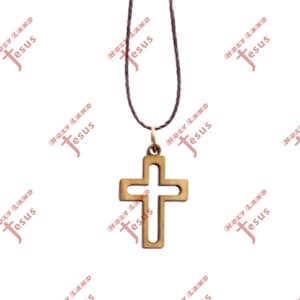 Cross Necklace Olive Wood Holy Land Bethlehem Souvenir Christianity Certificate