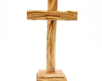 Olive Wood Standing Cross LARGE Hand Made Jerusalem 10.8 \ 24 inch Holy Land