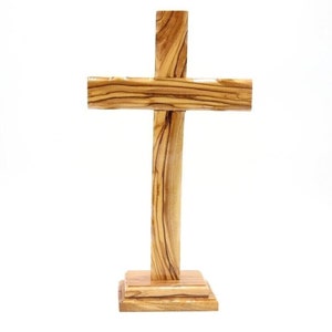 Olive Wood Standing Cross LARGE Hand Made Jerusalem 10.8 \ 24 inch Holy Land