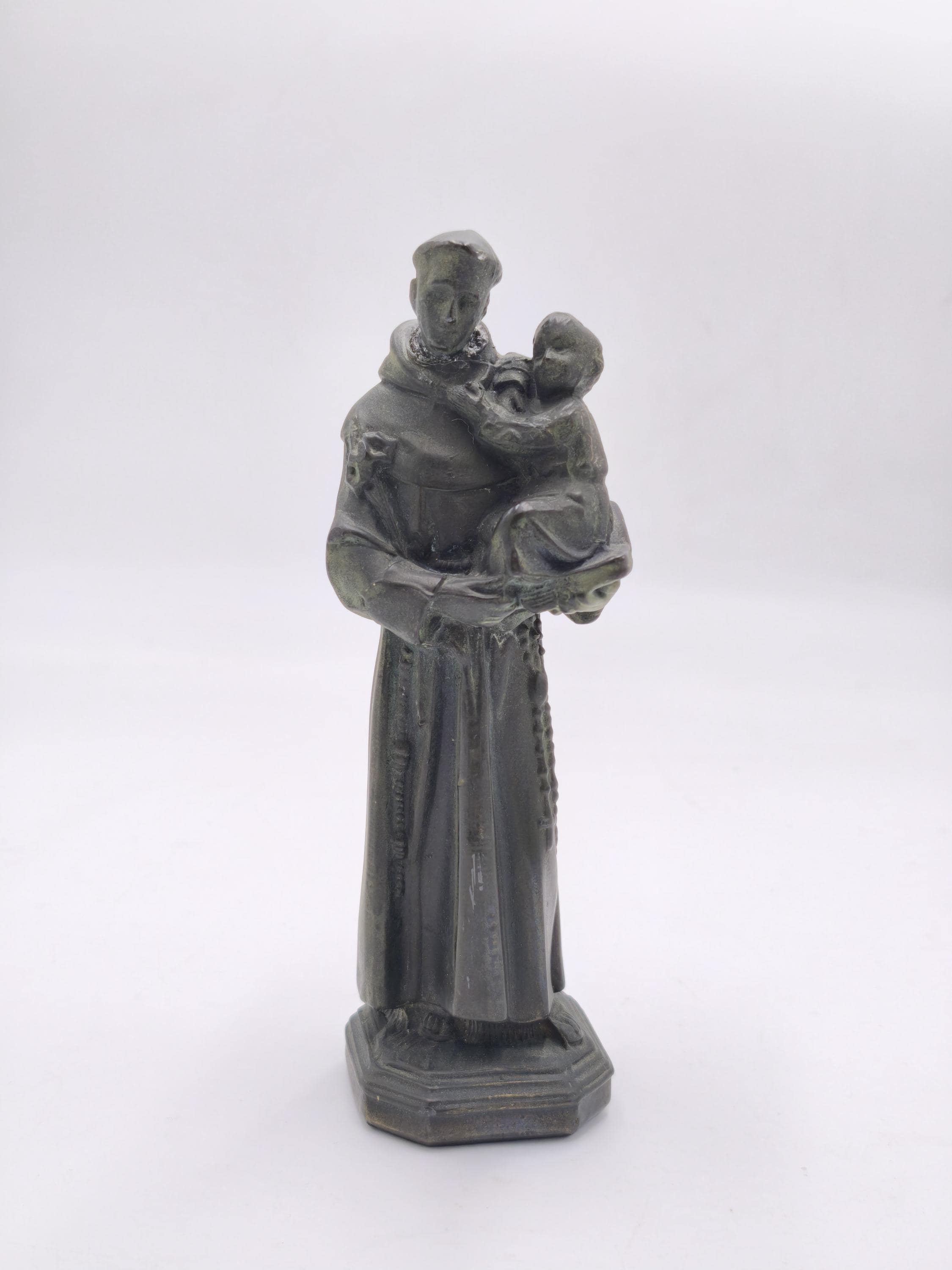 Vintage Saint Anthony Statue Solid Metal Catholic Figurine
