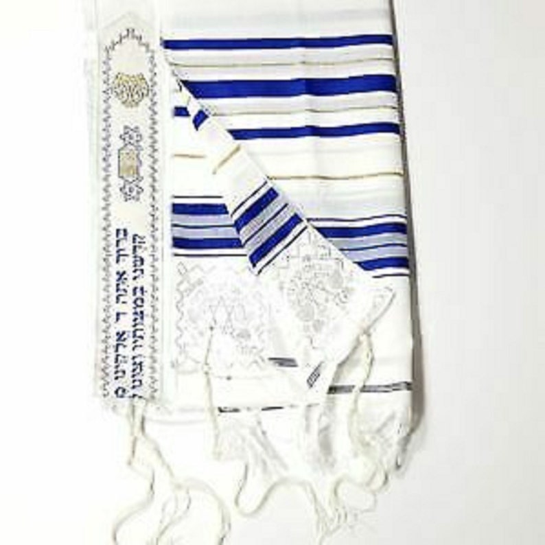 Tallit Prayer Shawl Jewish Gold Blue Made in Israel with Bag Gift Talit Tallits image 2