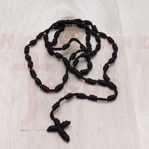 Rope Rosary Hand Made Jerusalem Holy Land Black Orthodox Prayer Comfortable   Christian