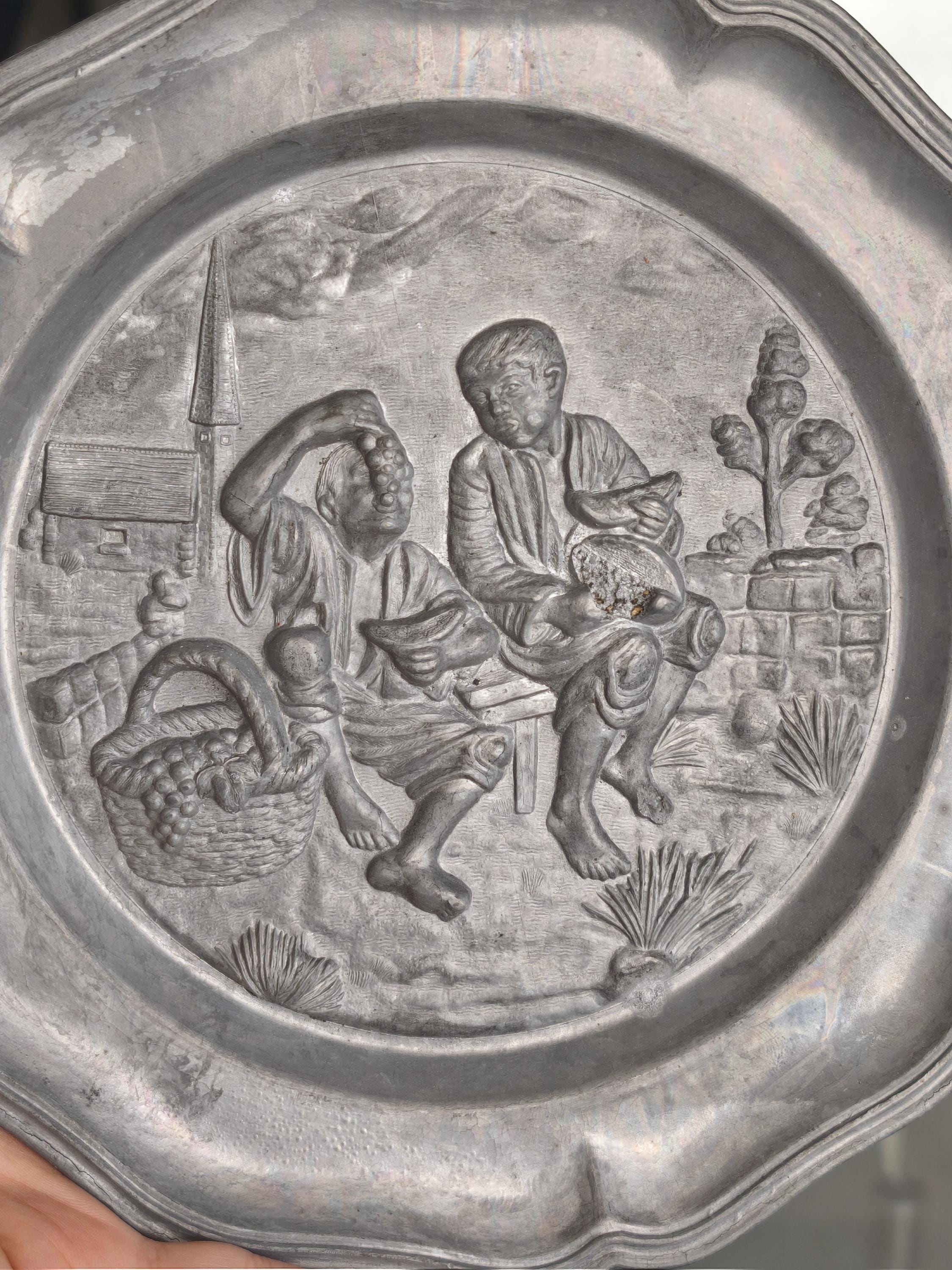 Tableau scène rurale encadré vintage, décoration