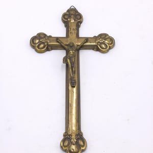 Vintage Messing überzogenes Wand-Kruzifix-Kreuz Jesus-religiöses christliches Dekor