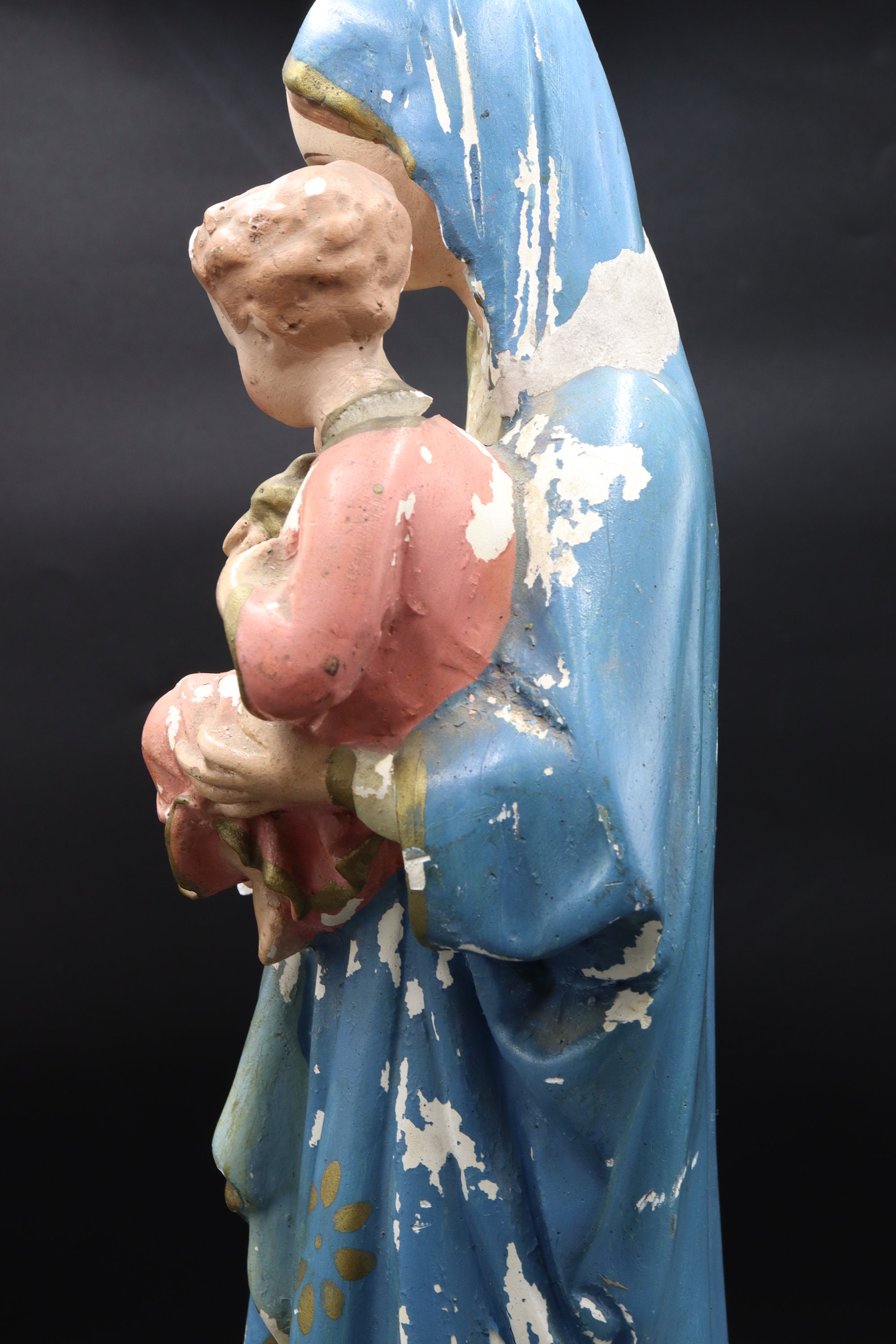 Large Antique Statue Virgin Mary Lady Madonna With Child Large Figure ...