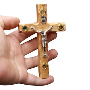 Wall Cross Olive Wood Bethlehem Holy Land Jerusalem Crucifix Jesus Hand Made