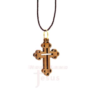 CROSS Necklace Olive Wood with Certificate Holy Land Bethlehem Souvenir Christianity