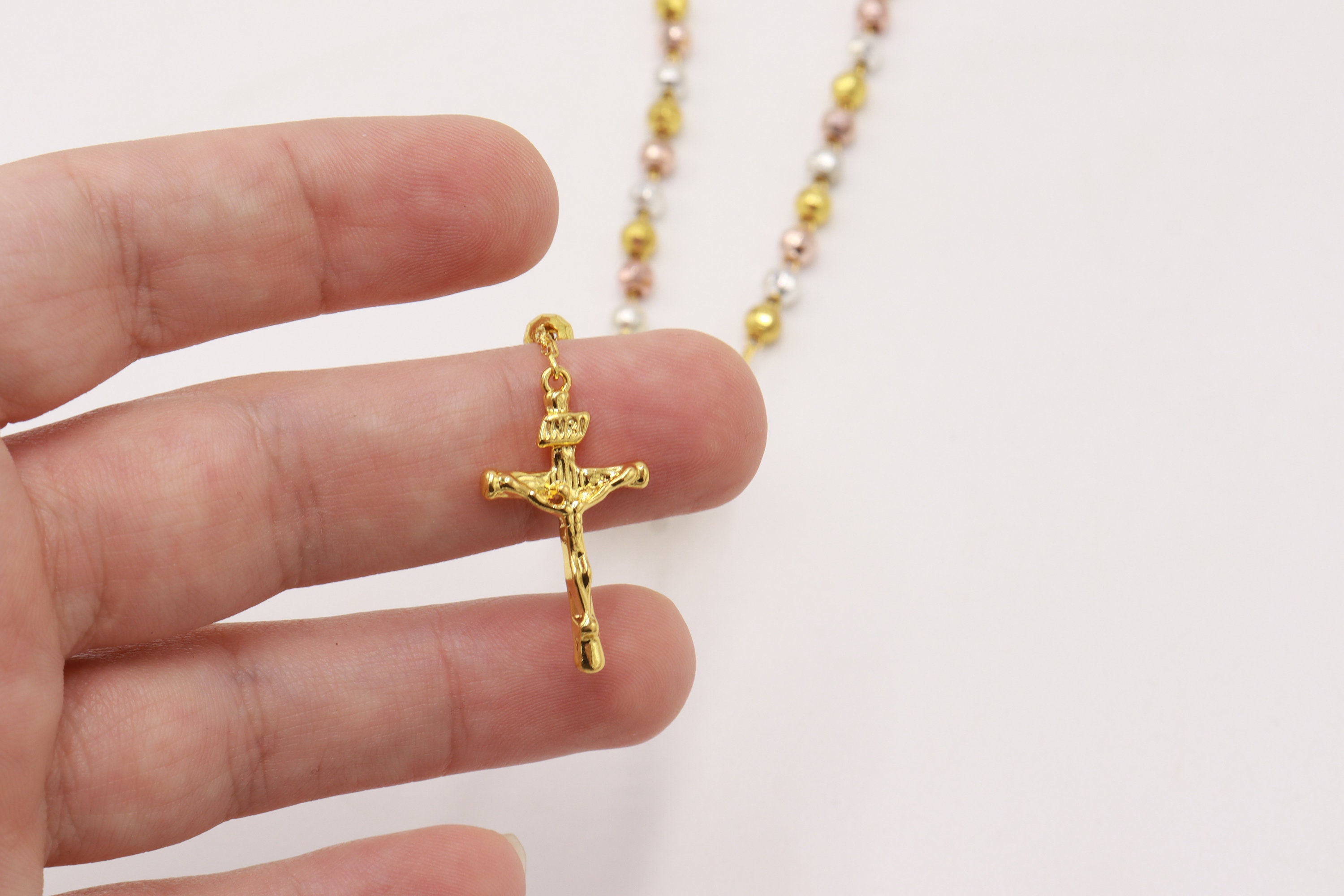 聖地エルサレム　十字架ロザリオ　ネックレス ロザリオ エルサレム 赤十字 925 ネックレス 金メッキ 聖地祝福宗教