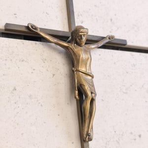 Antique Brass Crucifix – Religious Wall Cross – Christian Decor