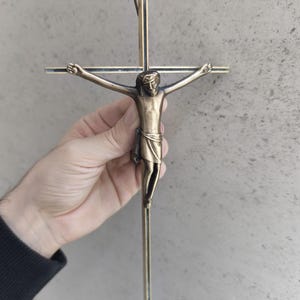 Antique Brass Wall Cross – Jesus Christ Crucifix – Catholic Home Decor