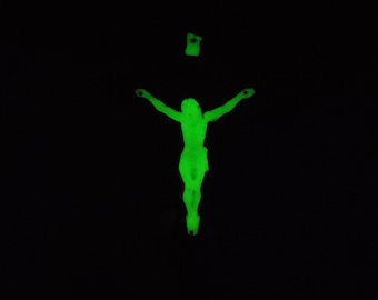 Phosphorous CRUCIFIX Antique Wood Cross Glow in The Dark Religion