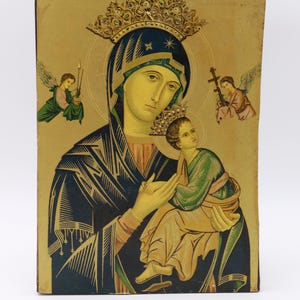Ikonen-Weinlese die Mutter der Gottesreligion-Jungfrau Maria Jesus-Kind hängende Wand