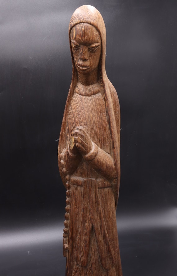 アフリカのアンティーク木製フィギュア 聖母マリア像 手彫り 19