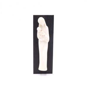 Mary Virgin Statue White Black Standing Vintage Christianity figure
