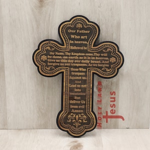 Our Father Prayer Cross 9.6&quot;  Wall Bless Home Holy Land Made Jerusalem Christianity