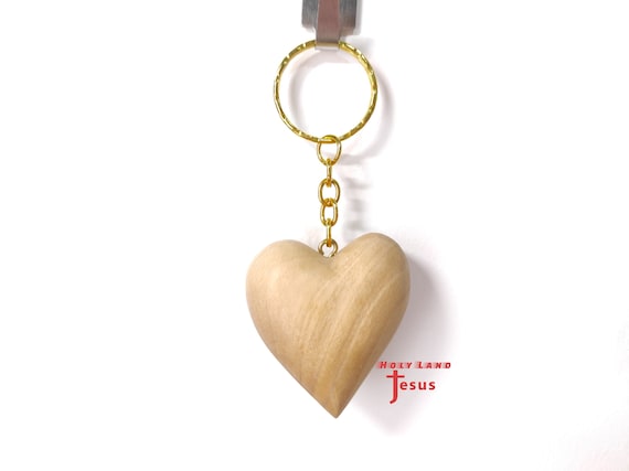 MaMeMi Portachiavi In Legno D'Ulivo Con Angelo Custode – Fatto A Mano A Betlemme – Regalo Religioso 6,9x4,5 Cm - 2