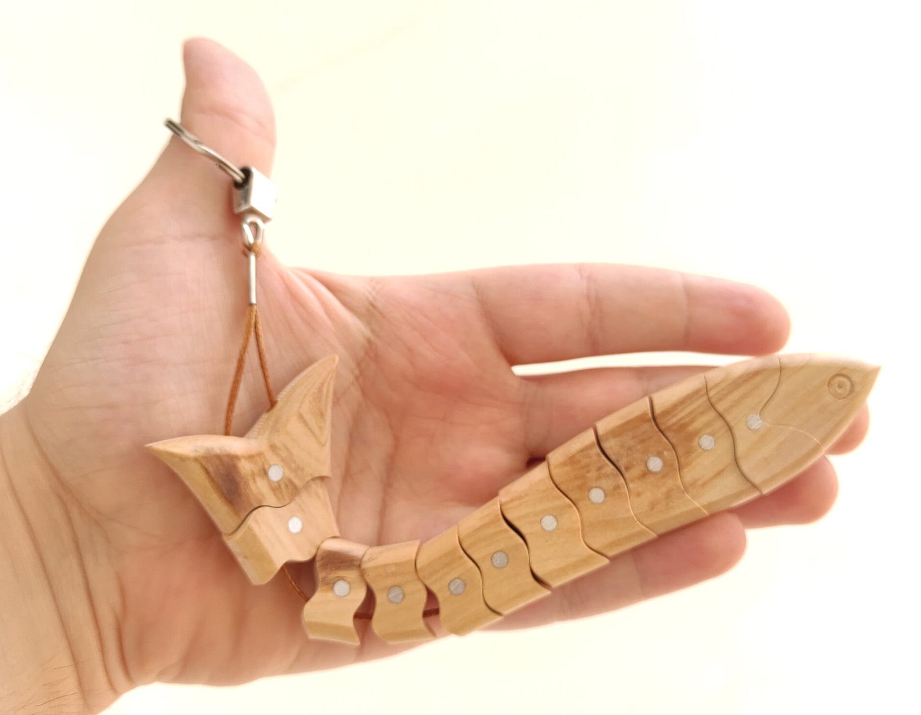 Porte-clés En Bois D'olive 2 Pièces - Symbole Poisson Et Foi En Dieu