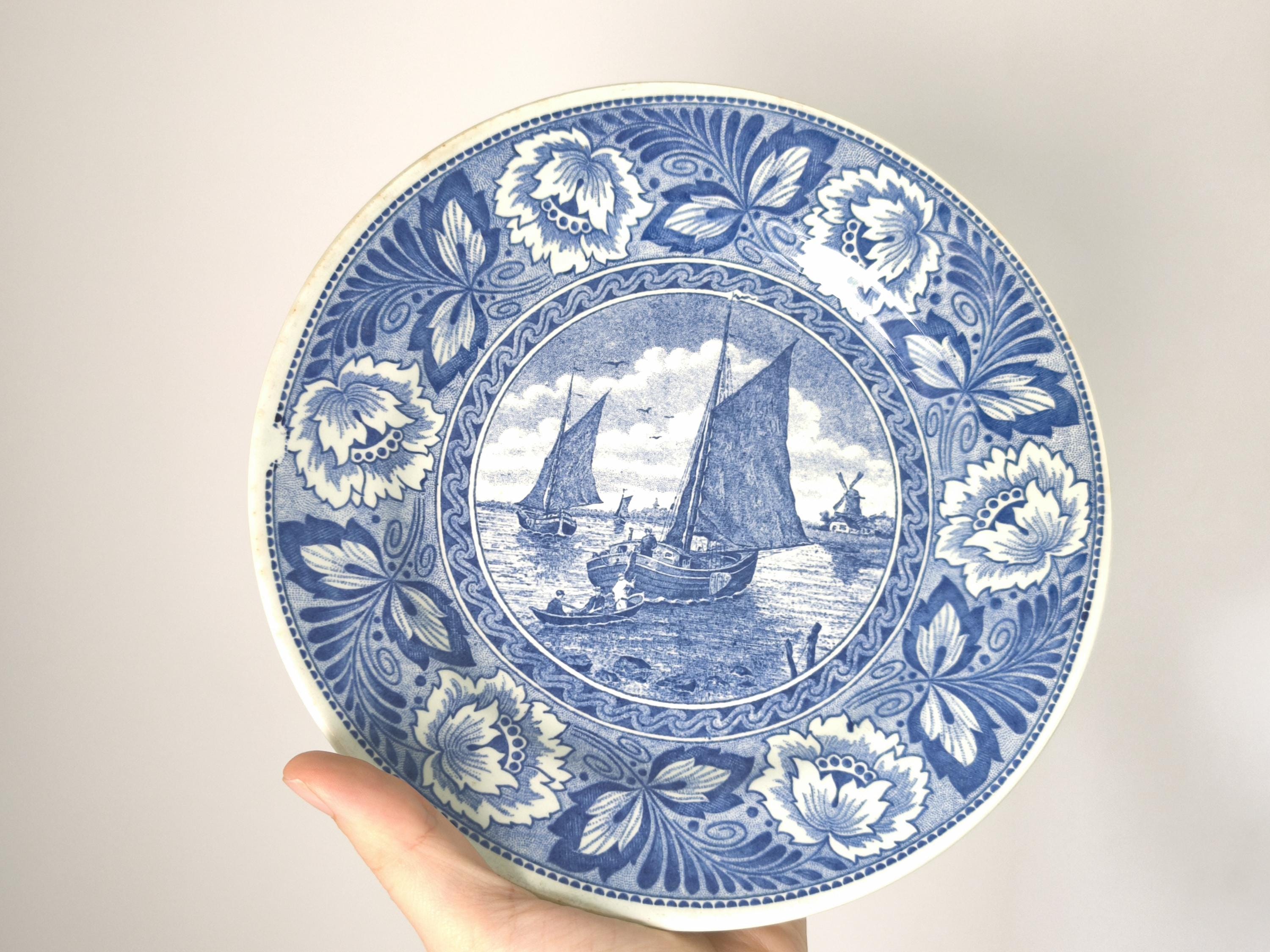 Blue and White Plate Sailing - Etsy