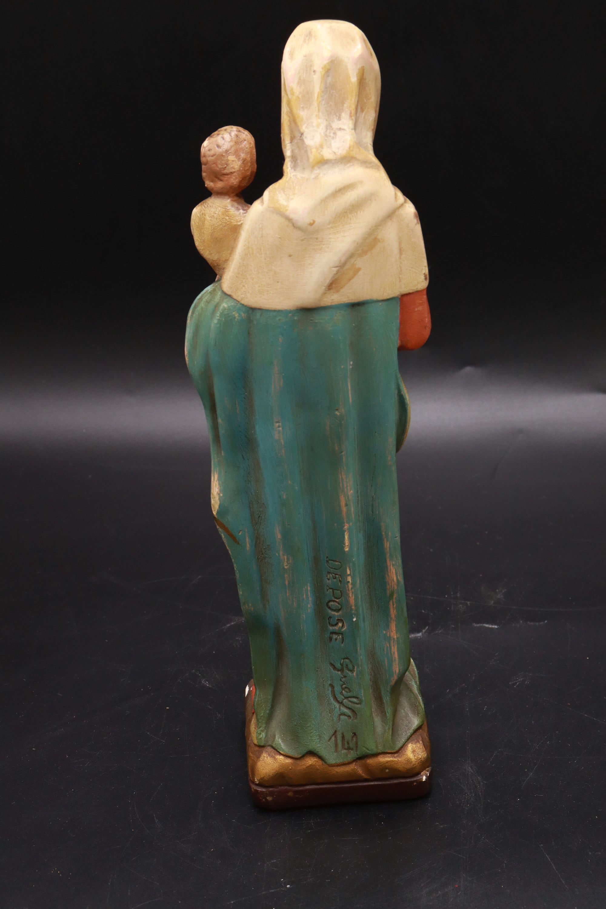 Vintage Statue Virgin Mary Lady Madonna With Child Jesus Figure Signed ...